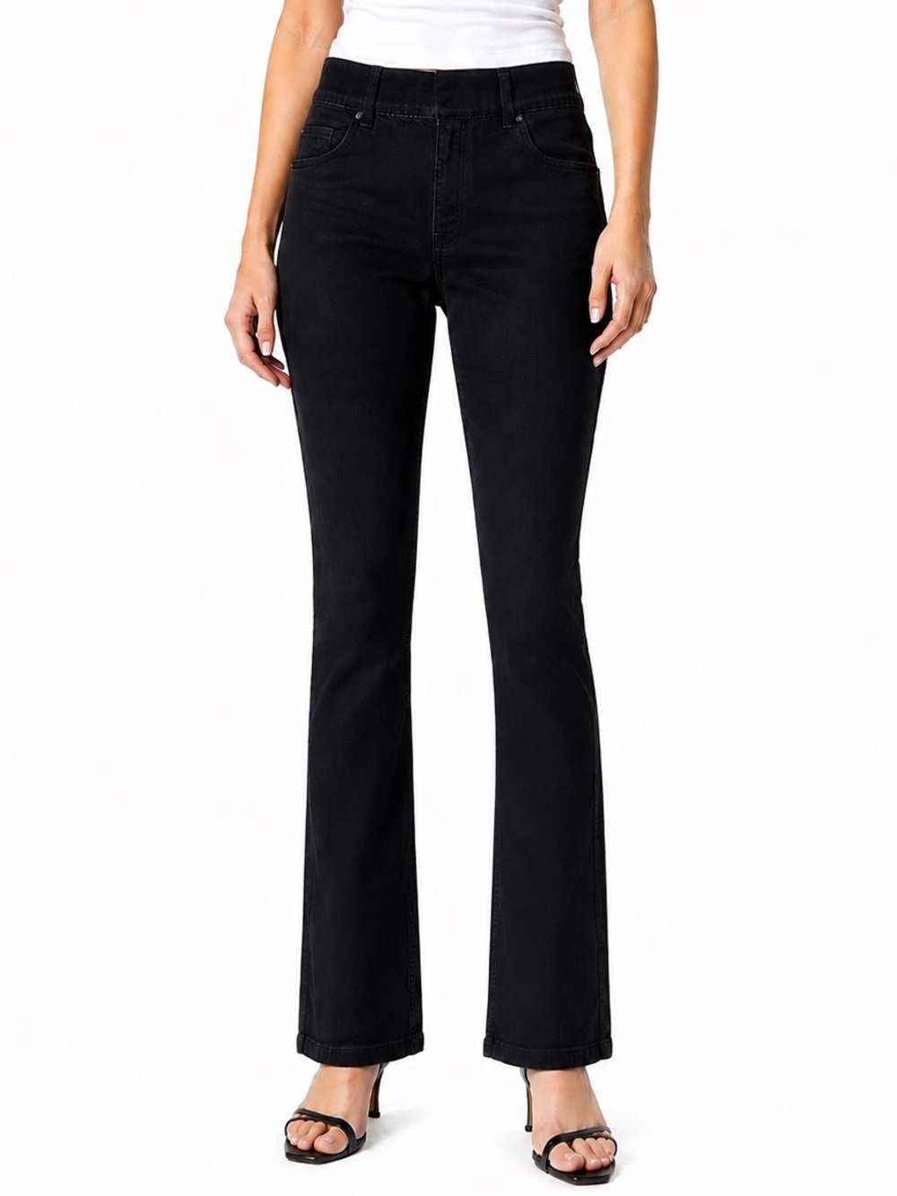 SPANX Black Pull-On Bootcut Jeans Large High Rise